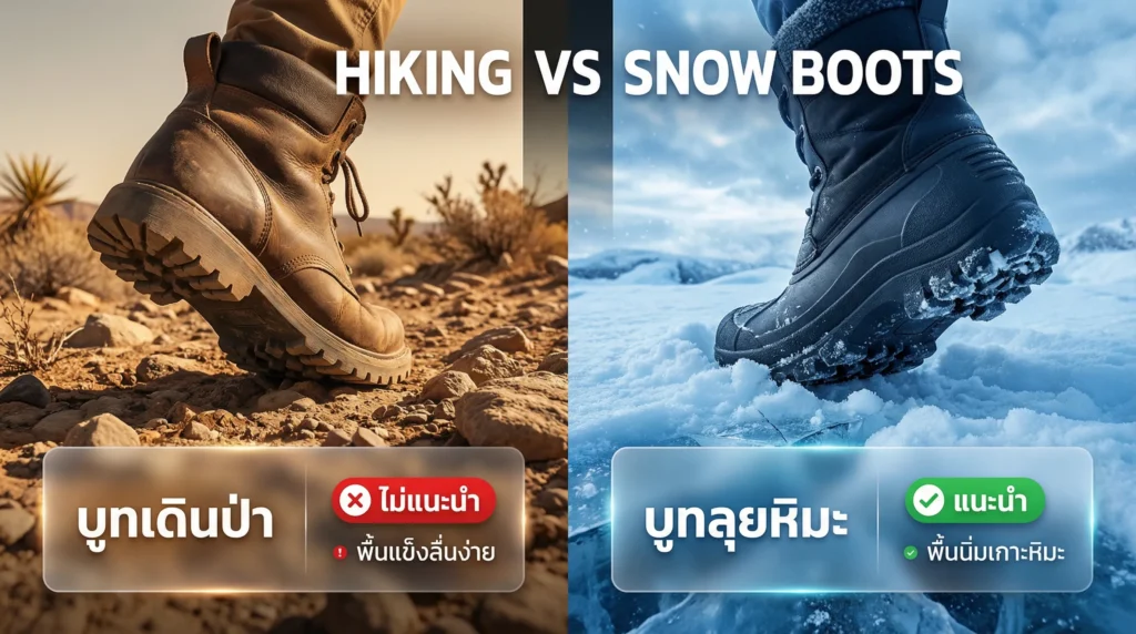 รองเท้าบูทเดินป่า vs กันหนาวลุยหิมะ