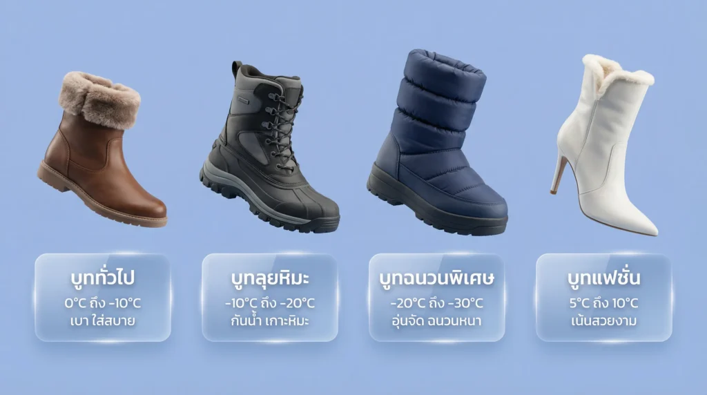 รองเท้าบูทกันหนาวมีกี่แบบ