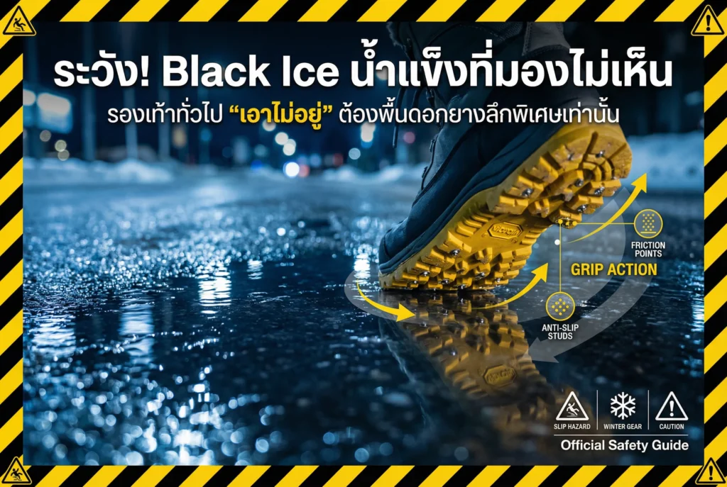 การเดินบน Blank Ice ต้องใช้รองเท้าลุยหิมะเท่านั้น