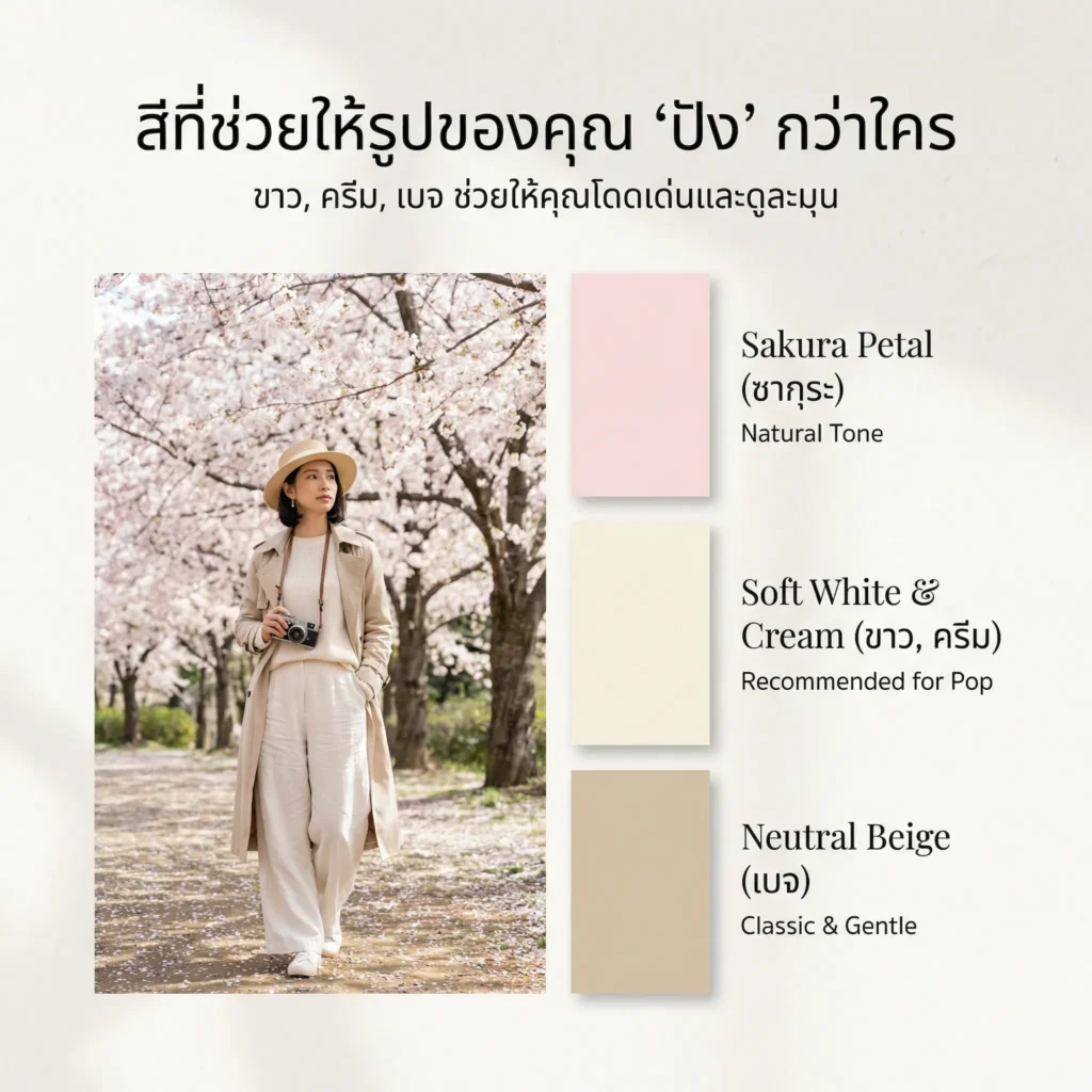 โทนสีชุดที่เหมาะกับการไปชมซากุระบานสะพรั่ง