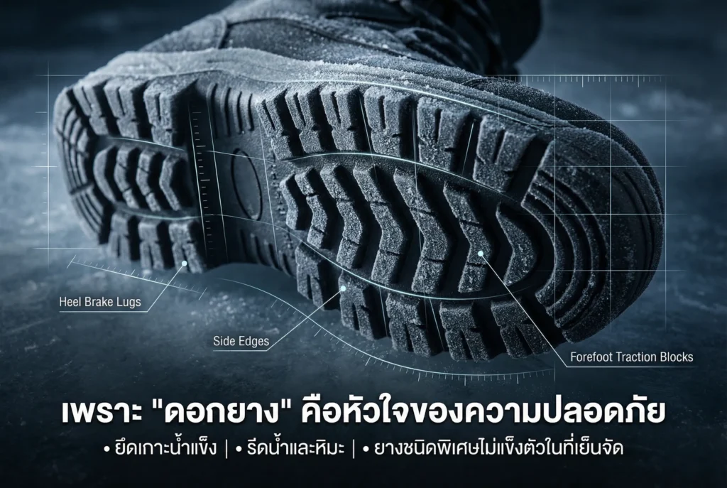 ความสำคัญของดอกยางในรองเท้าลุยหิมะ