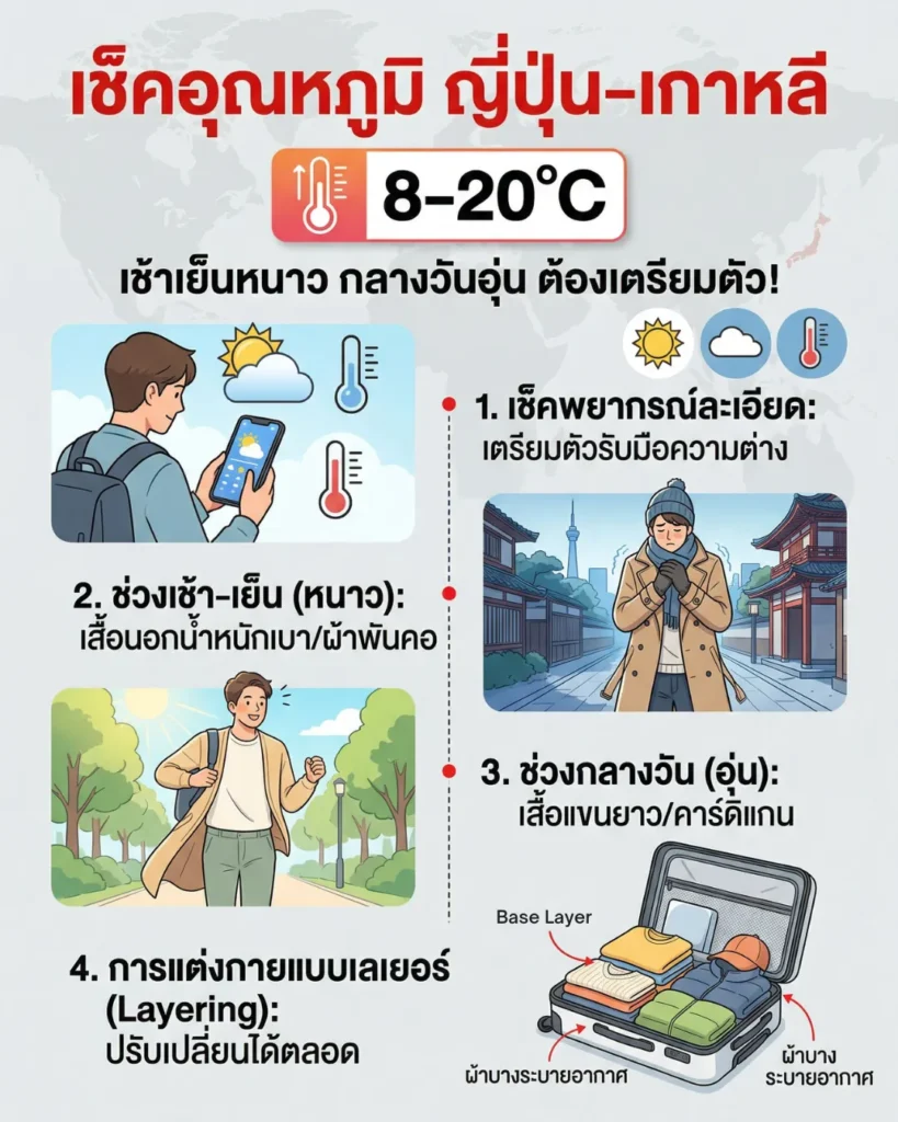 เช็กอุณหภูมิ ญี่ปุ่น-เกาหลี ช่วงฤดูใบไม้ผลิ