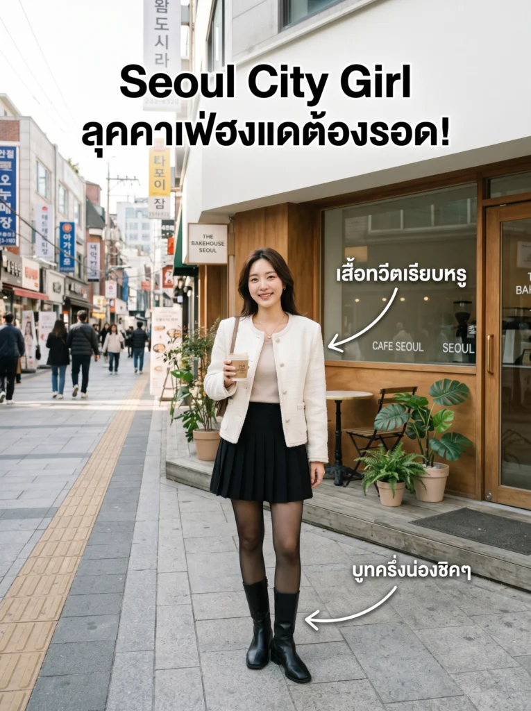 ลุค City Girl เดินเที่ยวในเมือง แมตช์เสื้อเชิ้ตคอปก พร้อมเสื้อคลุมทรงสูท และกระโปรงสั้น