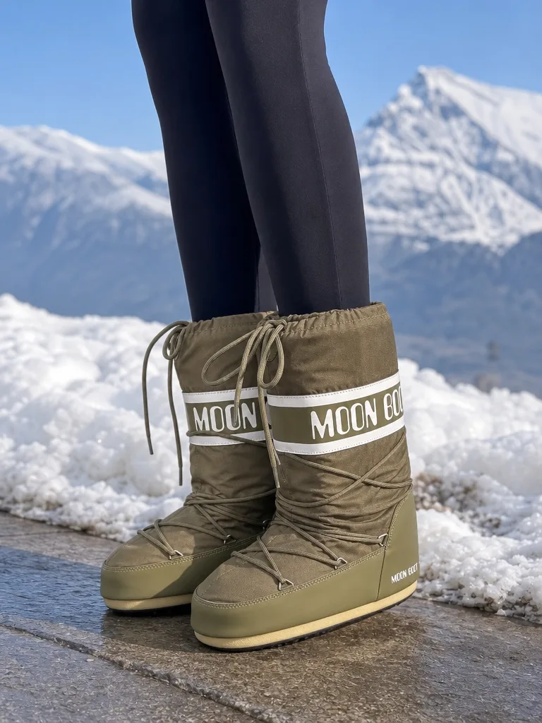 รองเท้าบูทกันหิมะ Moon Boot สีเขียวมะกอก ด้านหน้า