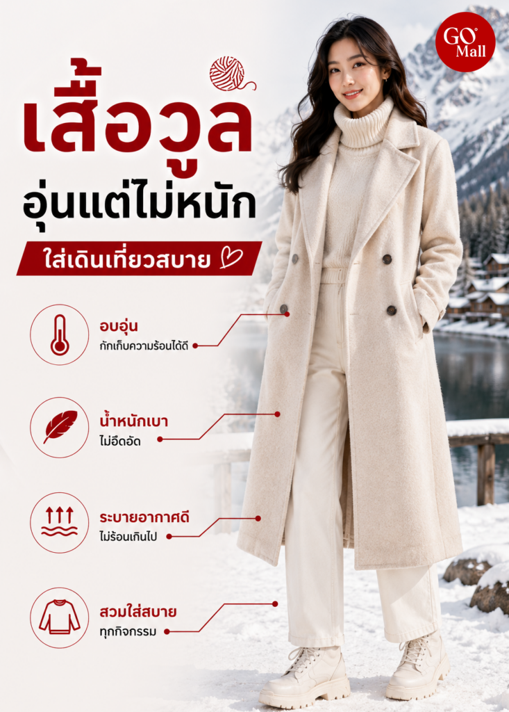 ผ้าวูลนิยมนำมาทำเสื้อกันหนาว